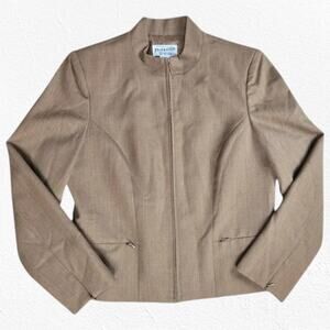 90s Vintage Pendleton Tan Khaki USA Made Full Zip Mock Neck Wool Jacket Size 10